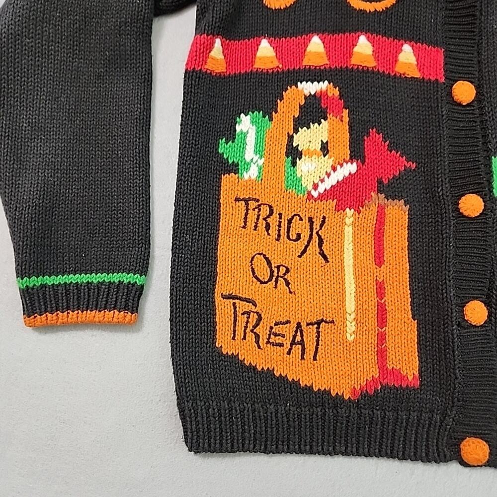 Alexandra Bartlett M Halloween Cardigan Sweater Trick or Treat Pumpkin Candy - Picture 2 of 15